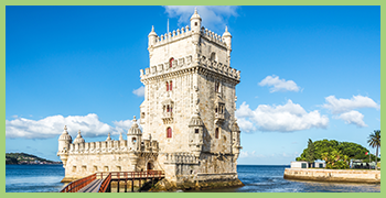 the Belem tower at the bank of Tejo River in Lisbon ,Portugal